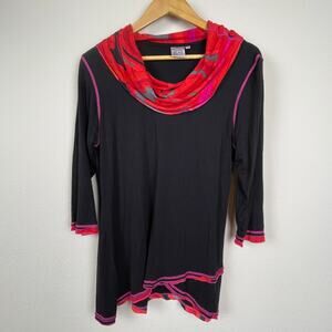 Parsley & Sage Tunic‎ Top Size M Cowlneck Boho Whimsigoth Surplice Hem 95% Rayon